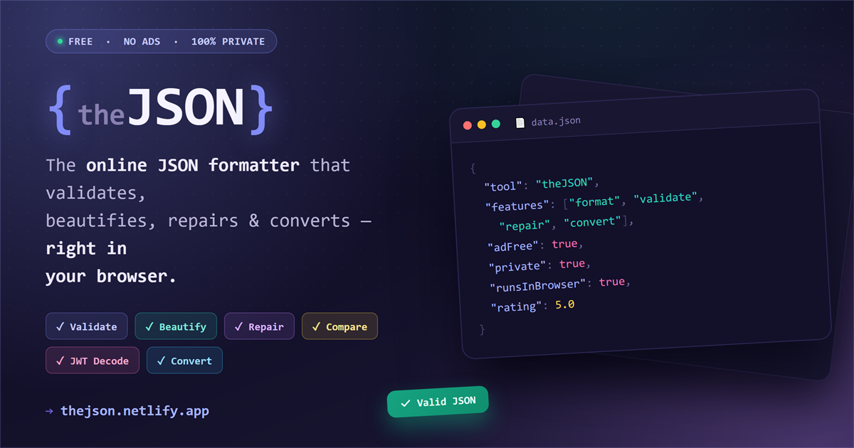 theJSON — Abdeali Stationwala's JSON formatter, validator and converter